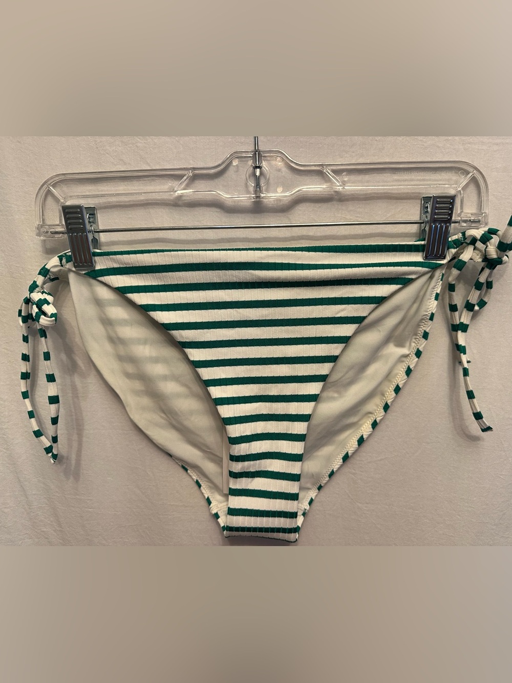 & Other Stories Ribbed Green White Stripe Side Tie Bikini Bottoms NWT Muliple Sz